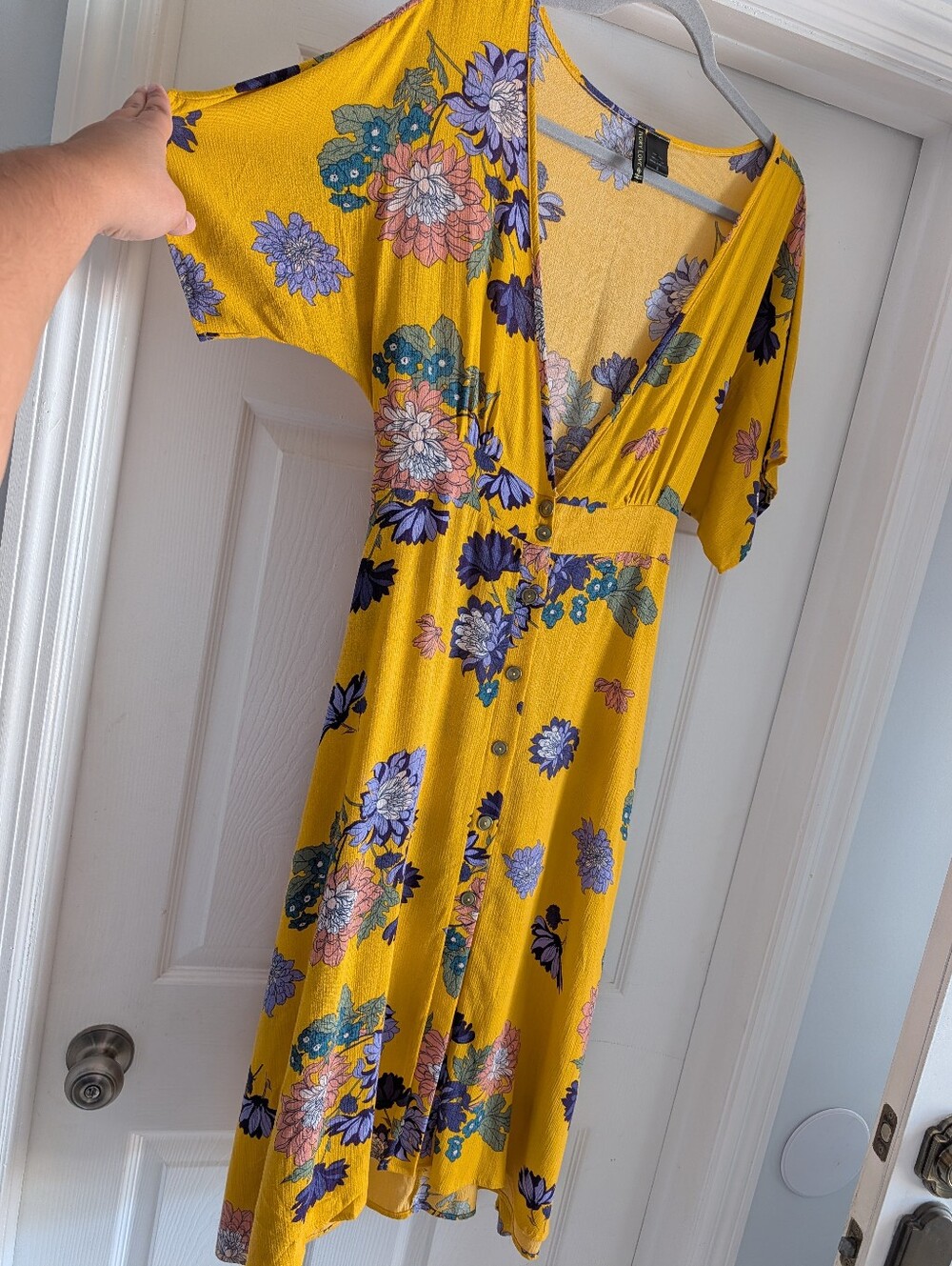 Ivory Love Mustard Yellow Floral Maxi Dress - Boho Wrap Style | Small